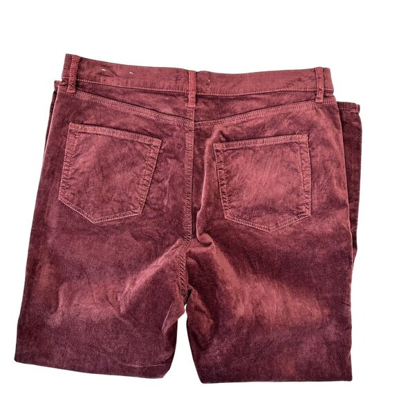 LOFT Red Maroon Burgundy Velvet Pant Women SZ 14/32 Petite-Modern Skinny - Picture 10 of 16